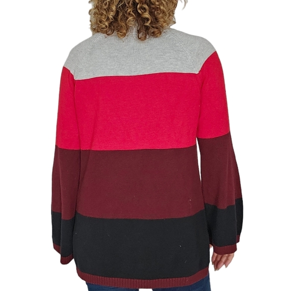 Charter Club Flats Sleeve Block Color Sweater Size X Large Grey Red Black - Picture 3 of 4